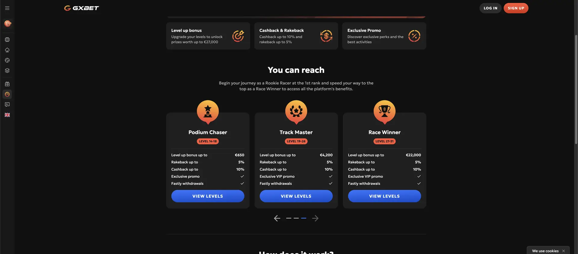 Hogere niveaus en beloningen binnen GXBET Race loyalty